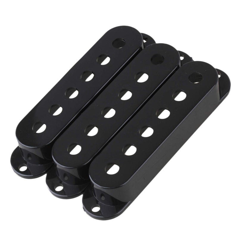 Nicbobo Lovermusic Black Electric Guitar Single Coil Pickup Covers,Guitar Pickup Cover Accessories (1 PCS of 50mm & 2 PCS of 52mm) - Image 1